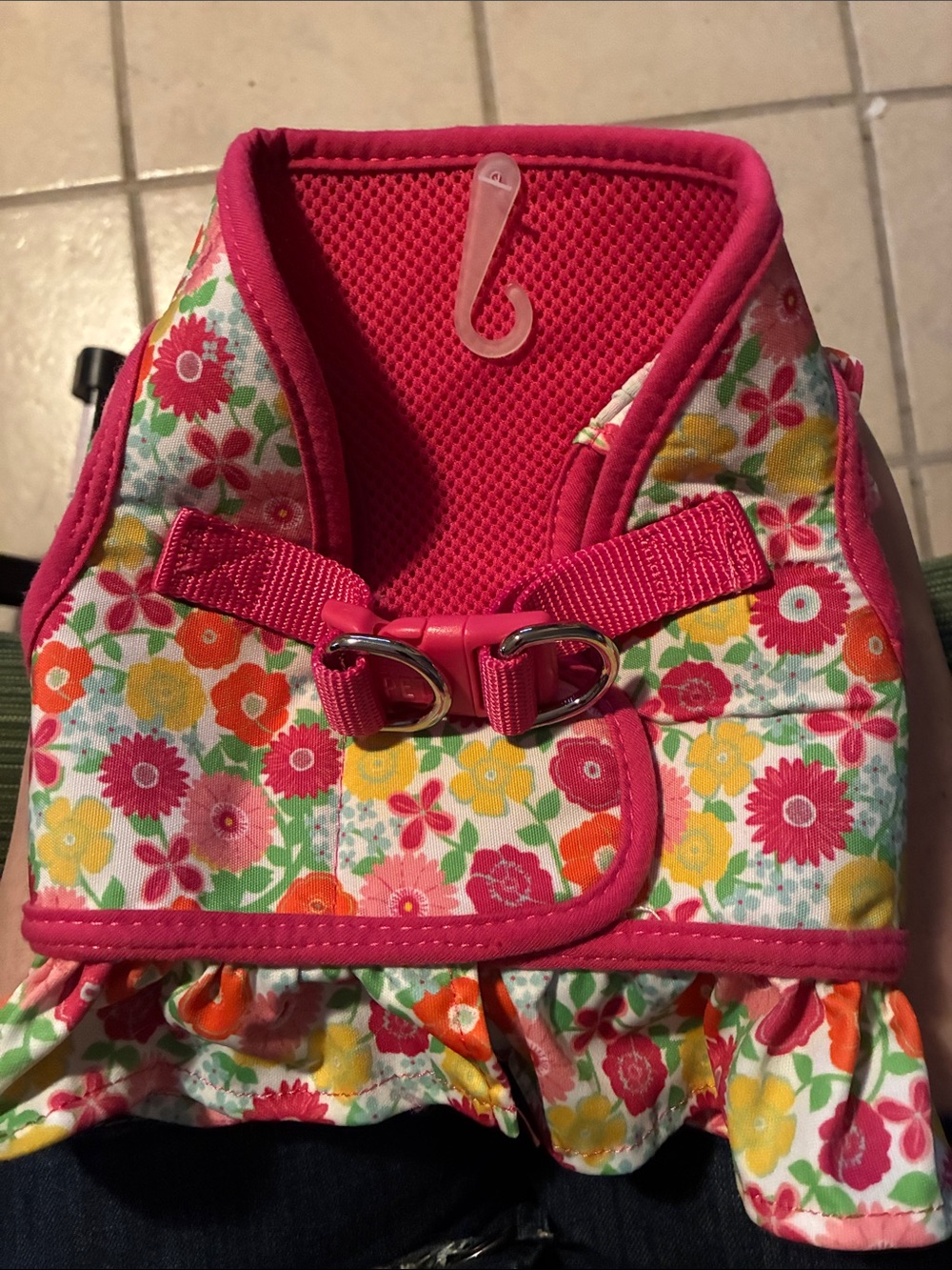 Martha Stewart Pink Floral Pet Harnesswith Yellow & Orange Flowers